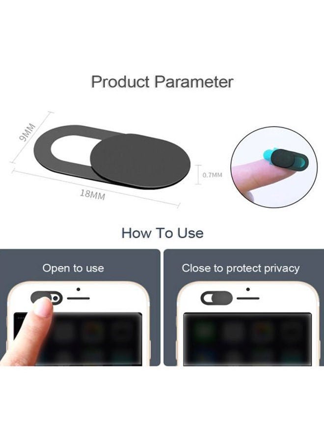 غطاء كاميرا لمنع للتجسس مزود بغطاء غالق لكاميرا الويب واللابتوب والتابلت والهواتف المحمولة أسود - Image 5